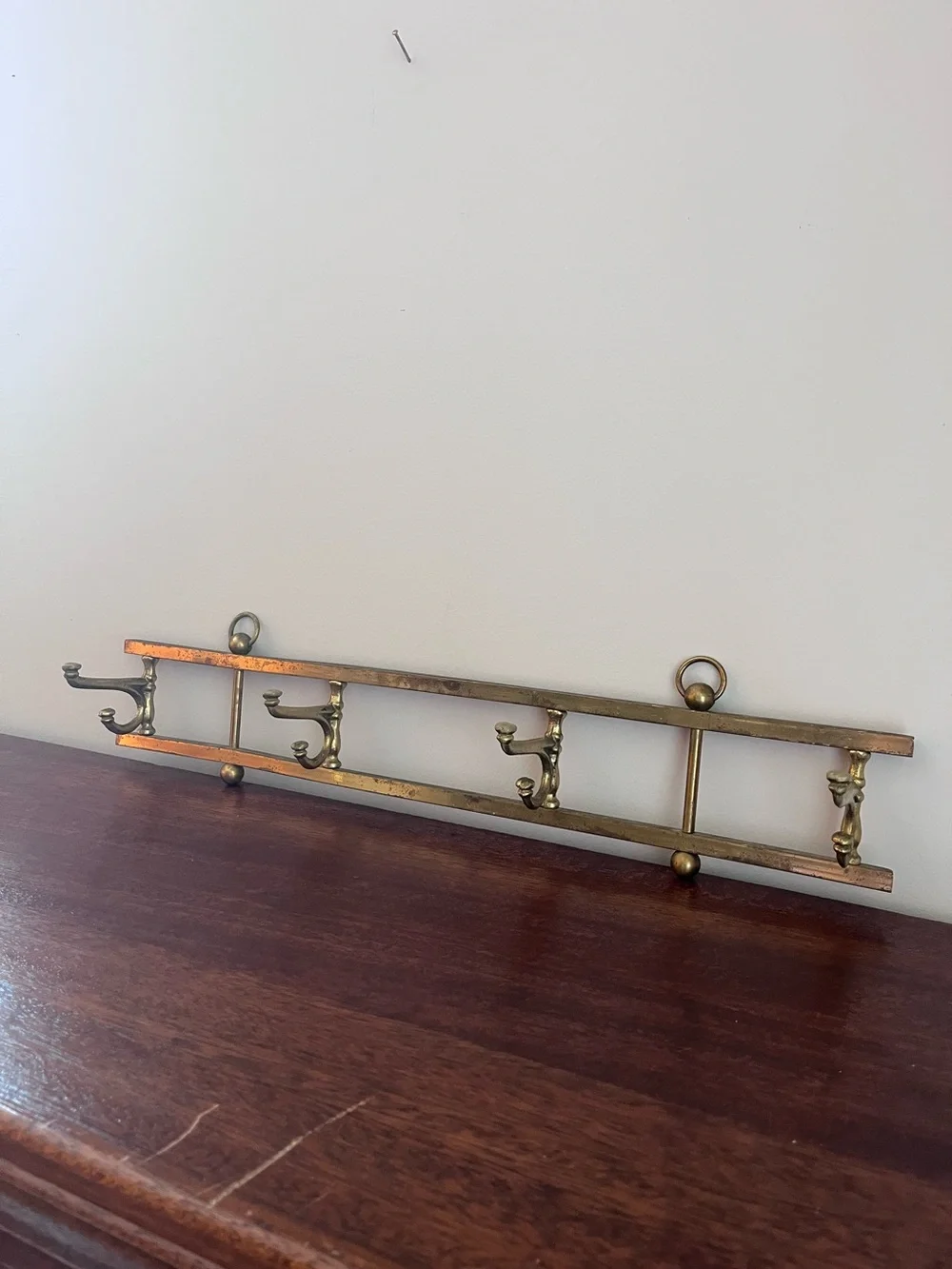 <sold Etsy>VINTAGE Brass Wall Hook Coat Rack